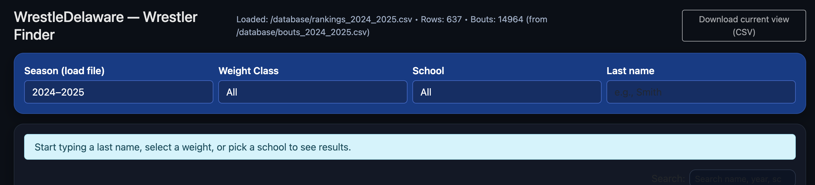 Boys Wrestler Finder