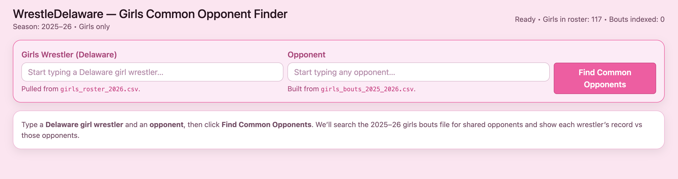 Girls Common Opponent Finder