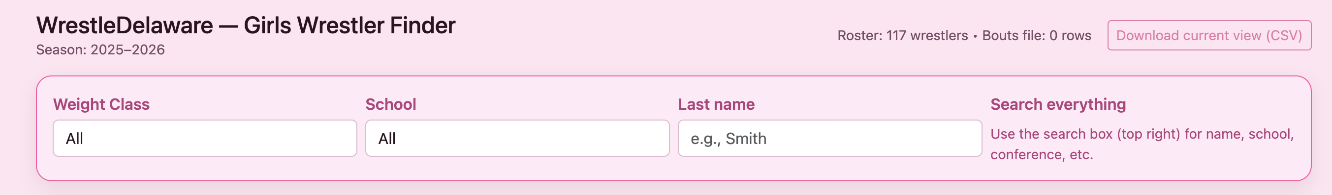 Girls Wrestler Finder